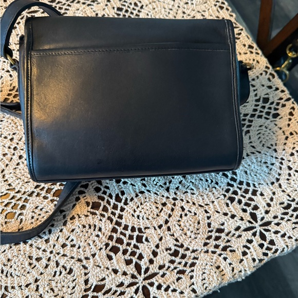 Coach Devon Black Leather Crossbody Bag with Gold Accents - Picture 3 of 7